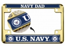U.S. Navy Dad - Motorcycle Metal License Plate Frame (wb)