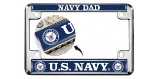 U.S. Navy Dad - Motorcycle Metal License Plate Frame (wb)