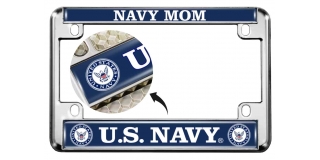 U.S. Navy Mom - Motorcycle Metal License Plate Frame (wb)