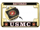 USMC - Retired Marine Corps - Motorcycle Metal License Plate Frame