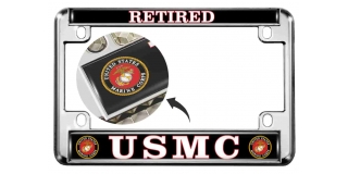 USMC Retired - Motorcycle Metal License Plate Frame