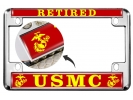USMC - Retired Marine Corps EGA - Motorcycle Metal License Plate Frame