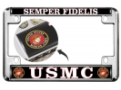 USMC - Semper Fidelis - Motorcycle Metal License Plate Frame
