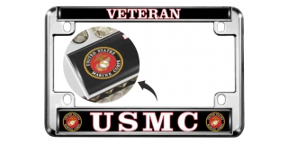 USMC Veteran - Motorcycle Metal License Plate Frame