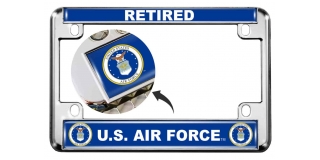 USAF - U.S. Air Force Retired - Motorcycle Metal License Plate Frame