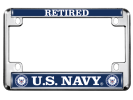 U.S. Navy Retired - Motorcycle Metal License Plate Frame (wb)