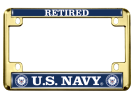 U.S. Navy Retired - Motorcycle Metal License Plate Frame (wb)