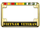 Vietnam Veteran 3 Service Ribbons - Motorcycle Metal License Plate Frame