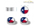 Texas Lone Star Flag License Plate Screw Caps - Chrome Metal Set of 4