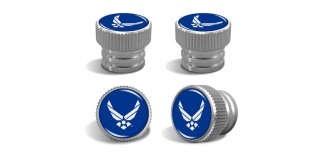 U.S. Air Force Tire Valve Stem Caps – Silver Aluminum Set of 4