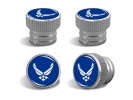 U.S. Air Force Tire Valve Stem Caps – Silver Aluminum Set of 4