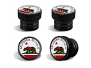 California Republic (Bear Flag) Tire Valve Stem Caps – Black Aluminum Set of 4