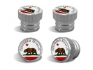 California Republic (Bear Flag) Tire Valve Stem Caps – Silver Aluminum Set of 4