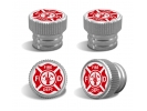 Firefighter Tire Valve Stem Caps – Silver Aluminum Set of 4