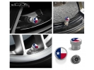 Texas Lone Star Flag Tire Valve Stem Caps – Silver Aluminum Set of 4
