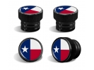 Texas Lone Star Flag Tire Valve Stem Caps – Black Aluminum Set of 4
