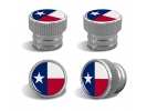 Texas Lone Star Flag Tire Valve Stem Caps – Silver Aluminum Set of 4