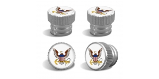 U.S. Navy Tire Valve Stem Caps – Silver Aluminum Set of 4