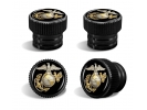 U.S Marine Corps Gold Emblem - USMC Tire Valve Stem Caps – Black Aluminum Set of 4
