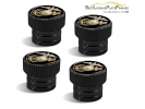 U.S Marine Corps Gold Emblem - USMC Tire Valve Stem Caps – Black Aluminum Set of 4