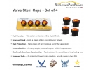 U.S Marine Corps Red Emblem - USMC Tire Valve Stem Caps – Black Aluminum Set of 4