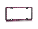 Black Metal License Plate Frame with Triple Row Pink Crystals