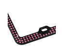 Black Metal License Plate Frame with Triple Row Pink Crystals