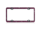 Black Metal License Plate Frame with Triple Row Pink Crystals