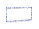 Chrome Metal License Plate Frame with Triple Row Blue Crystals