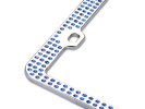 Chrome Metal License Plate Frame with Triple Row Blue Crystals