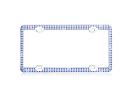 Chrome Metal License Plate Frame with Triple Row Blue Crystals