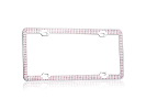 Chrome Metal License Plate Frame with Triple Row Pink Crystals