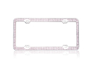 Chrome Metal License Plate Frame with Triple Row Pink Crystals