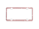 Chrome Metal License Plate Frame with Triple Row Red Crystals