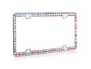 American Flag Patriotic Chrome Metal License Plate Frame with Crystals