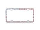 American Flag Patriotic Chrome Metal License Plate Frame with Crystals