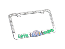 "LOVE EARTH" Chrome Metal License Plate Frame & Clear Crystals