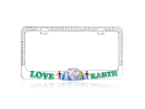 "LOVE EARTH" Chrome Metal License Plate Frame & Clear Crystals