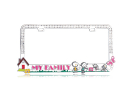 "Loving Family" Chrome Metal License Plate Frame with Clear Crystals
