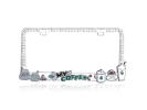 "Coffee Beans" Chrome Metal License Plate Frame with Clear Crystals