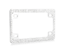 Double Row Chrome Metal Motorcycle License Plate Frame with Clear Crystals