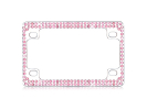 Double Row Chrome Metal Motorcycle License Plate Frame with Pink Crystals