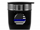 Travel Mug with Thin Blue Line American Flag Logo