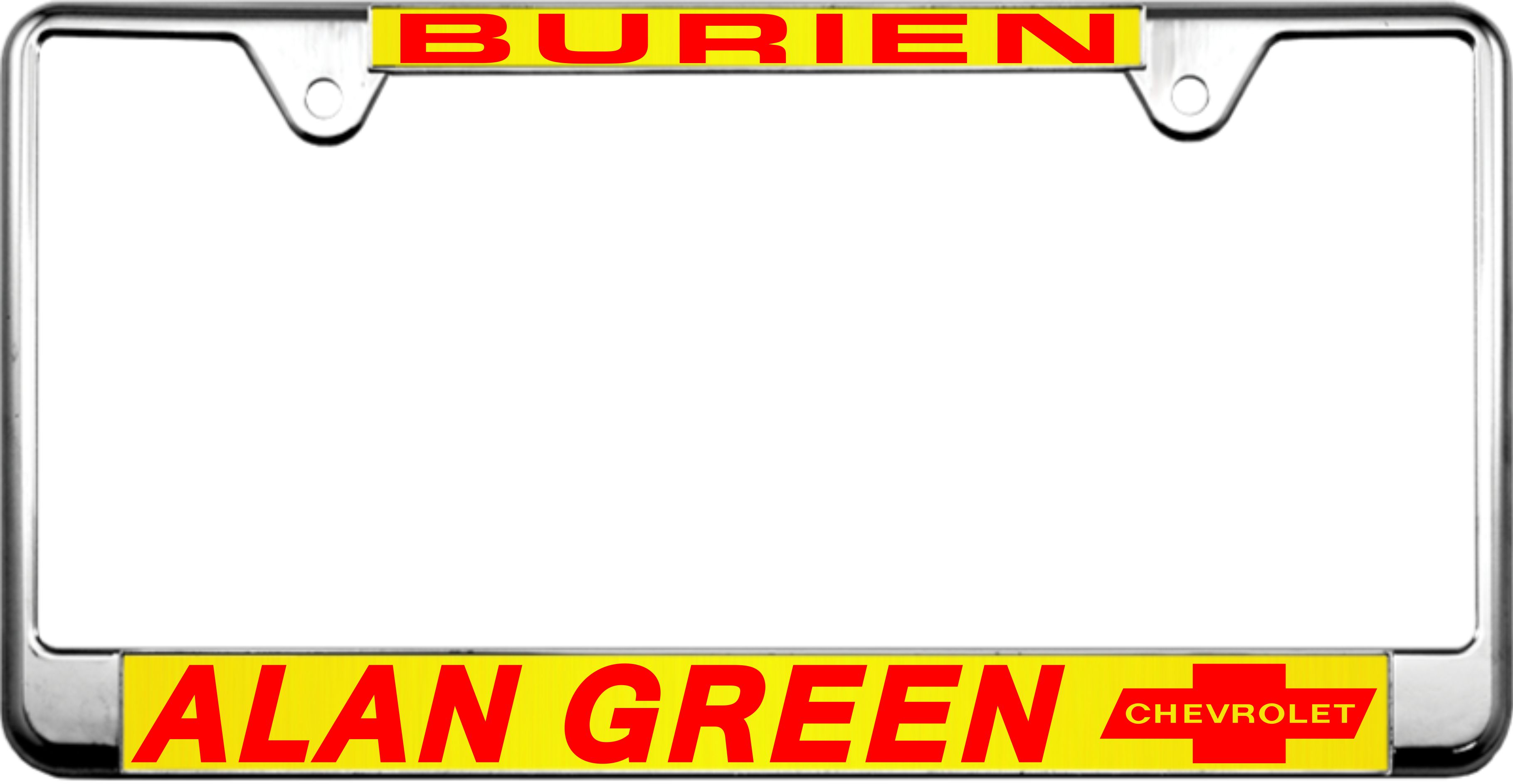 Alan Green - metal custom license plate frame