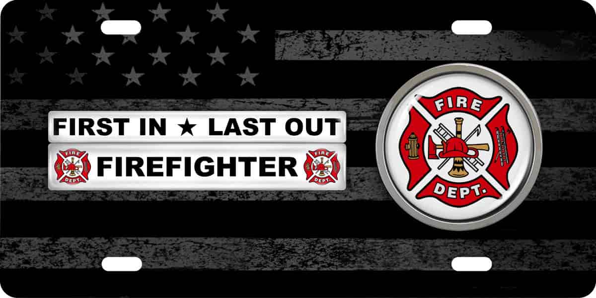 Firefighter License Plate - Stainless Steel 6x12 with Emblem