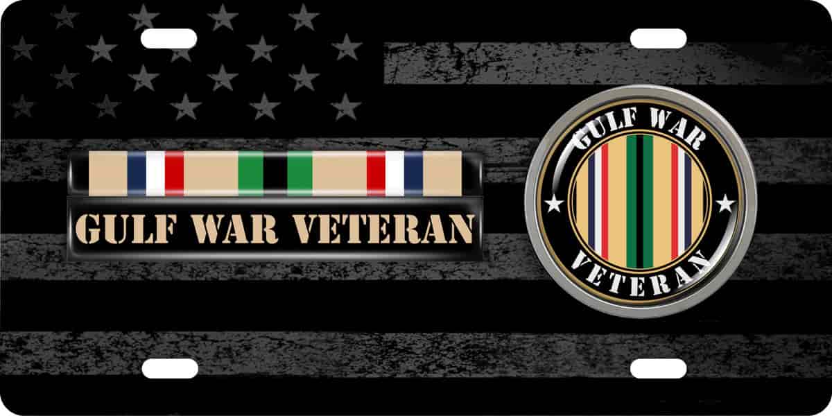 Gulf Veteran License Plate - Stainless Steel 6x12 with Emblem