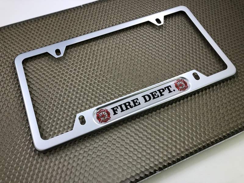 First In Last Out - Fire Department - Car Metal License Plate Frame