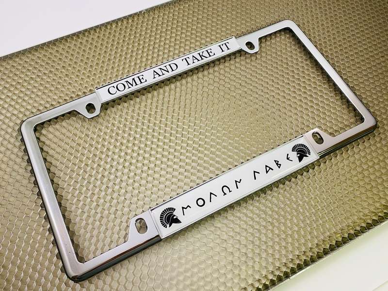 COME AND TAKE IT Social Quotes Steel License Plate Frame Bl 