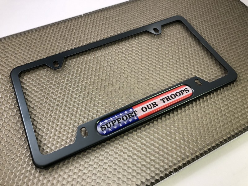 Support Our Troops - Anodized Aluminum Car License Plate Frame