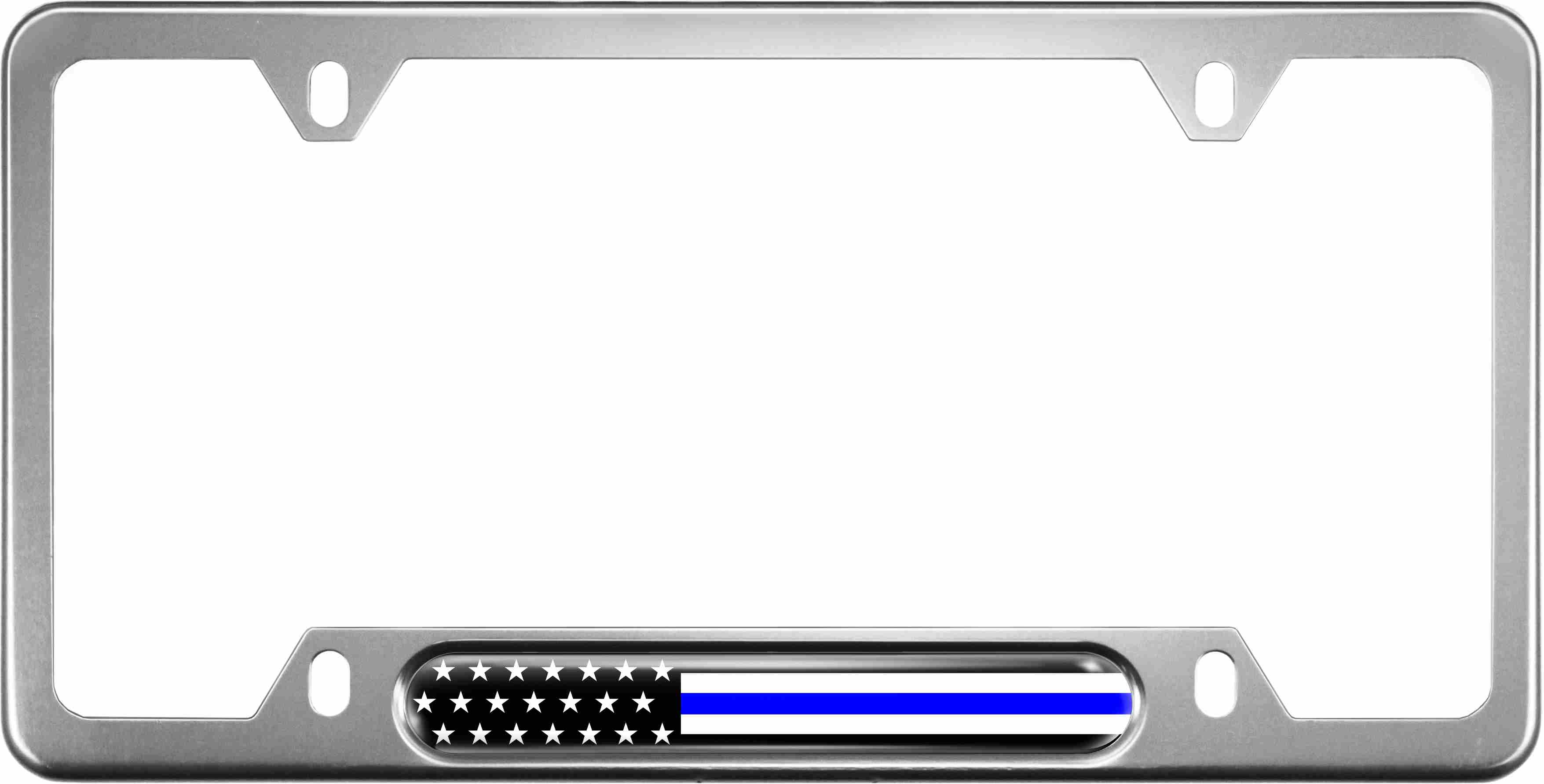 Duty Honor Courage Thin Blue Line with U.S. Flag - Car Metal License Plate Frame